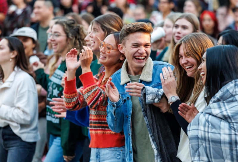 group of students laughing